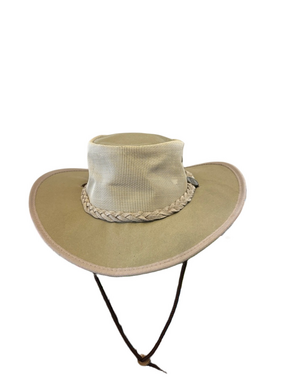 Barmah Australian Canvas  Hat in Olive and Tan ( Dover Airflow Hat)